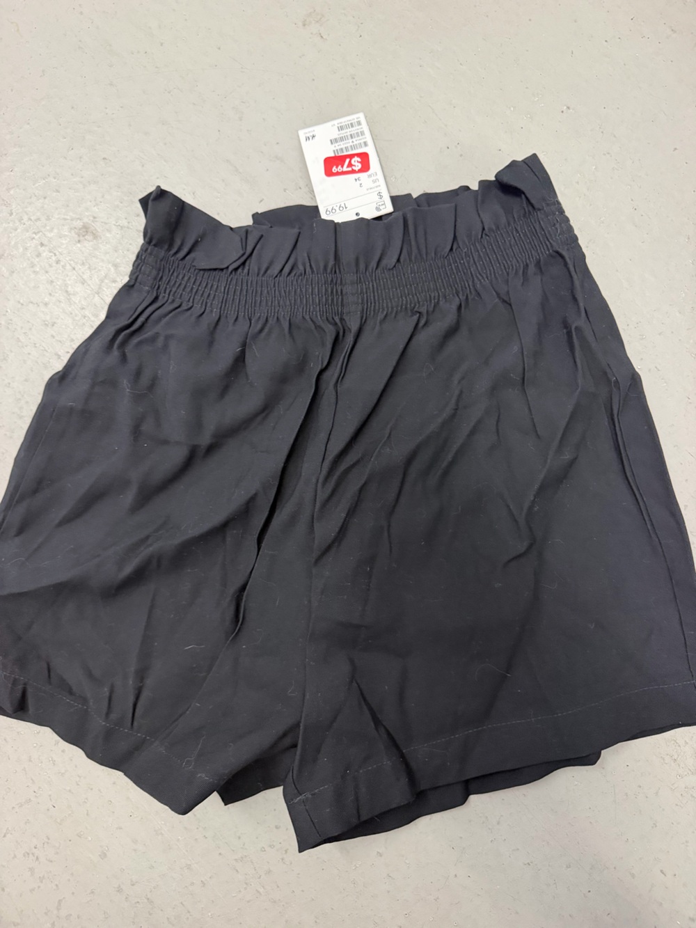 New xs 2 us Women’s Black Elastic-Waist Casual Shorts